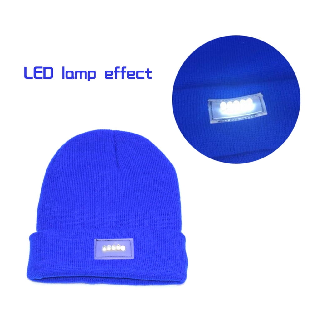 Unisexe Mains Libres avec 4 Headlamp Cap LED Lampe Frontale Lampe De Poche dhiver Bonnet en Maille pour Camping Marcher La Nuit LED Lighted Bonnet Cap